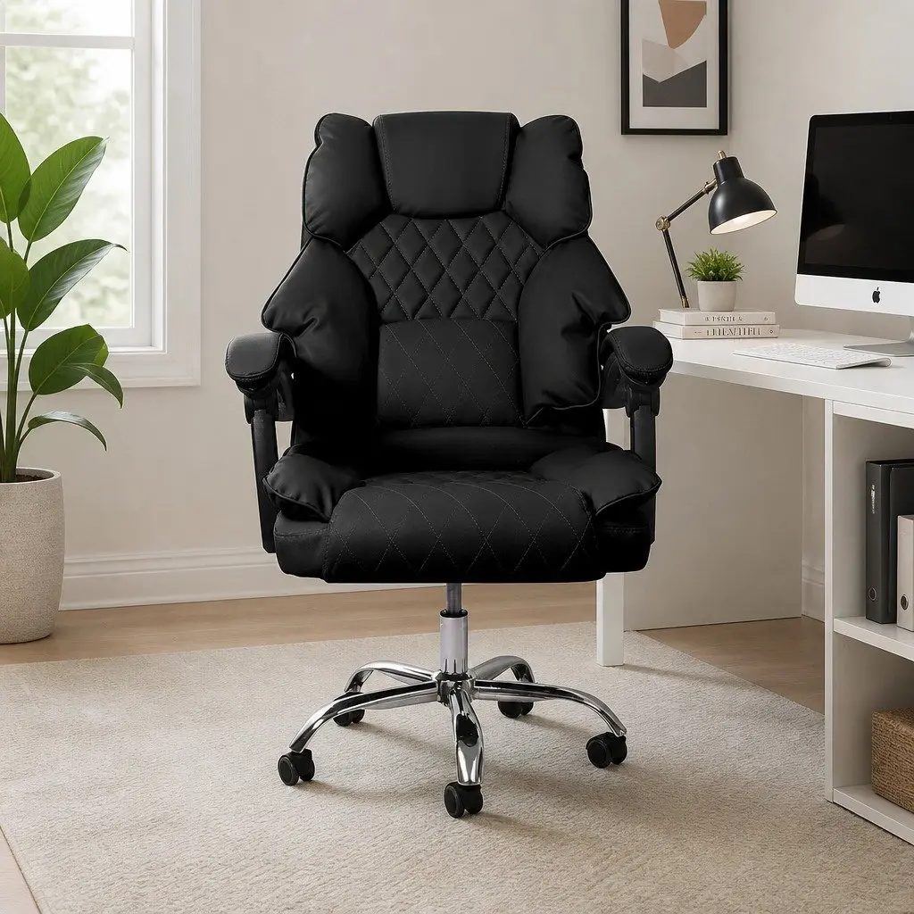 Gaming Chair Office Computer Black Tilting Reclining Executive Seat Wheels