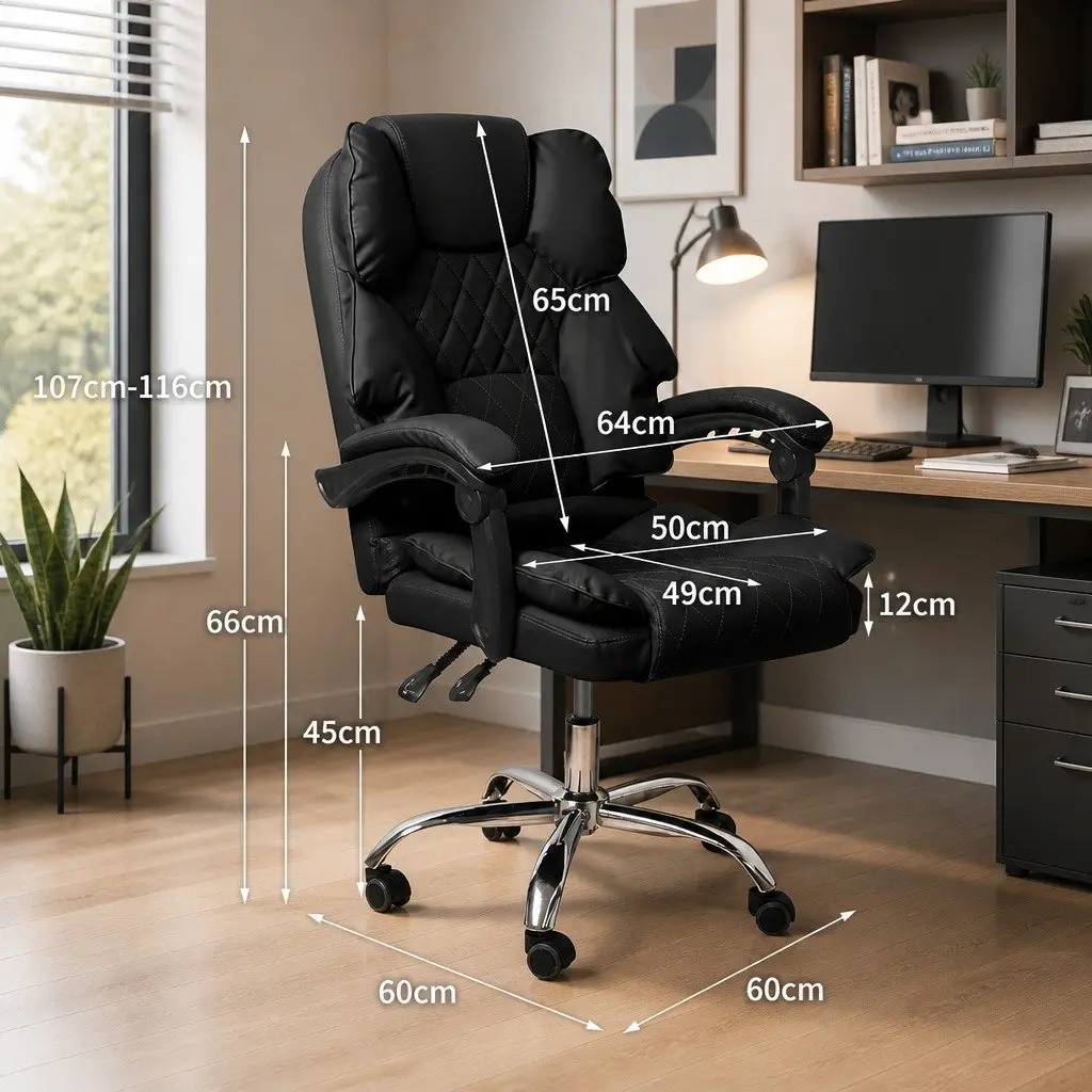 Gaming Chair Office Computer Black Tilting Reclining Executive Seat Wheels