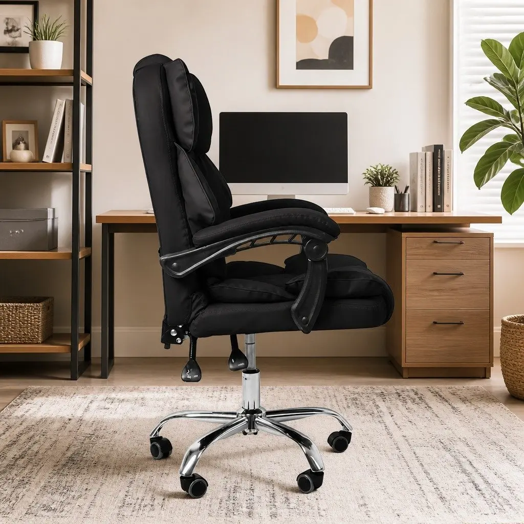 Gaming Chair Office Computer Black Tilting Reclining Executive Seat Wheels