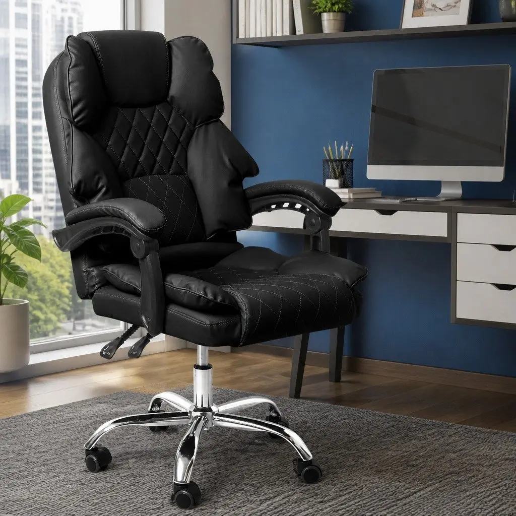 Gaming Chair Office Computer Black Tilting Reclining Executive Seat Wheels