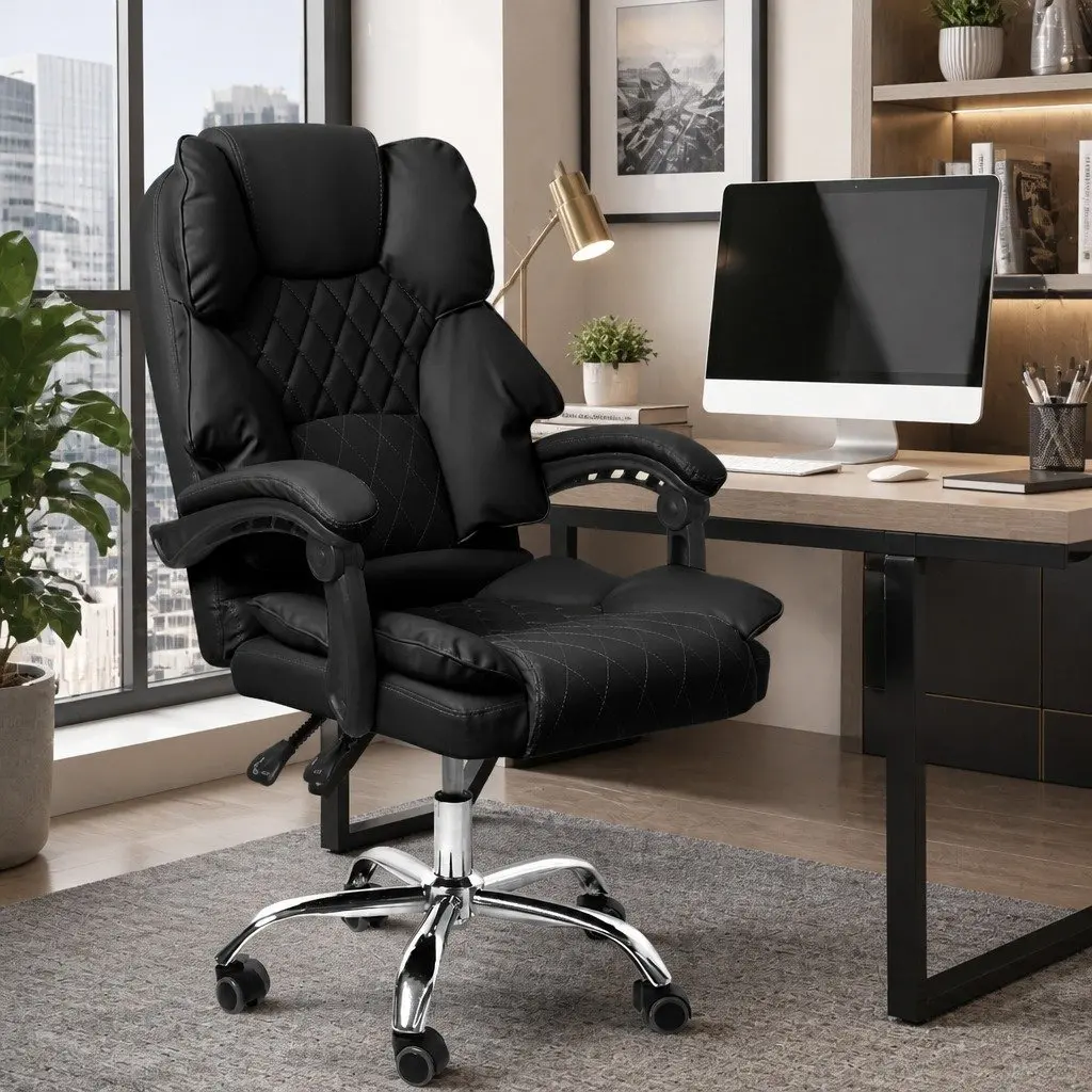 Gaming Chair Office Computer Black Tilting Reclining Executive Seat Wheels