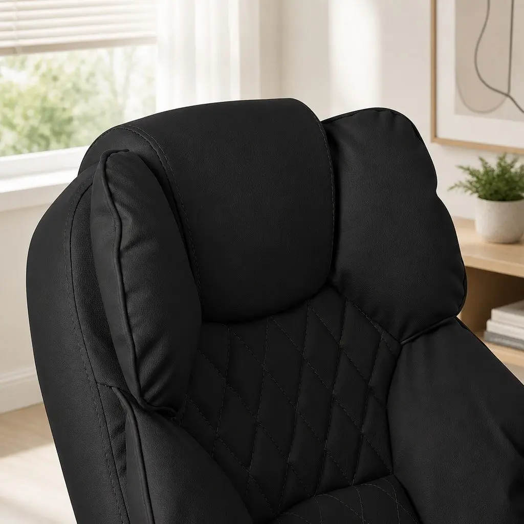 Gaming Office Chair Computer Seat Reclining Footrest Black Adjustable Height