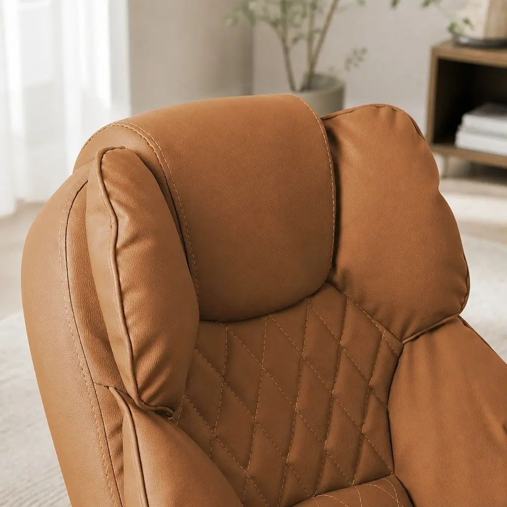 Brown Ergonomic Gaming Office Chair with Reclining Footrest