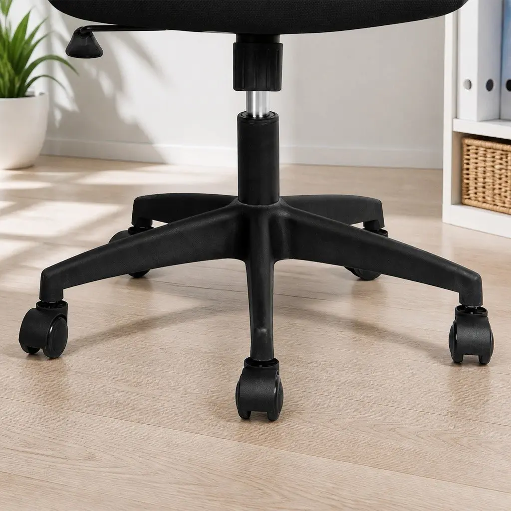 Mesh Office Chair Ergonomic Adjustable Height Lumbar Support Black Polyester Foam Wood Steel