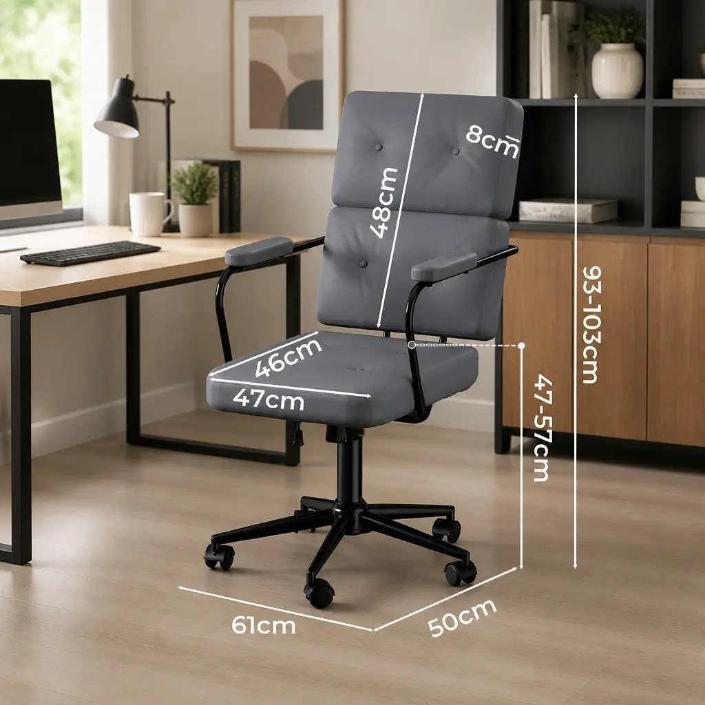 Grey Adjustable Height PU Leather Office Chair