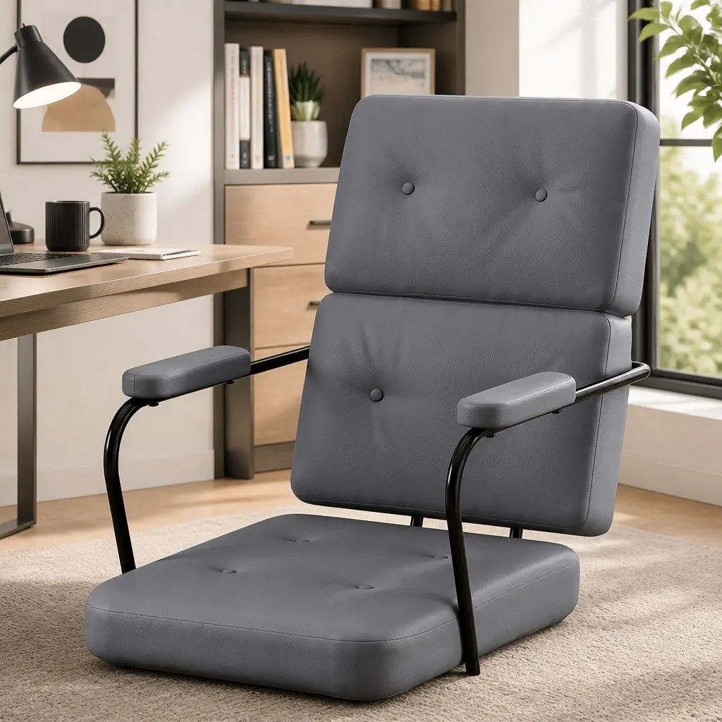 Grey Adjustable Height PU Leather Office Chair