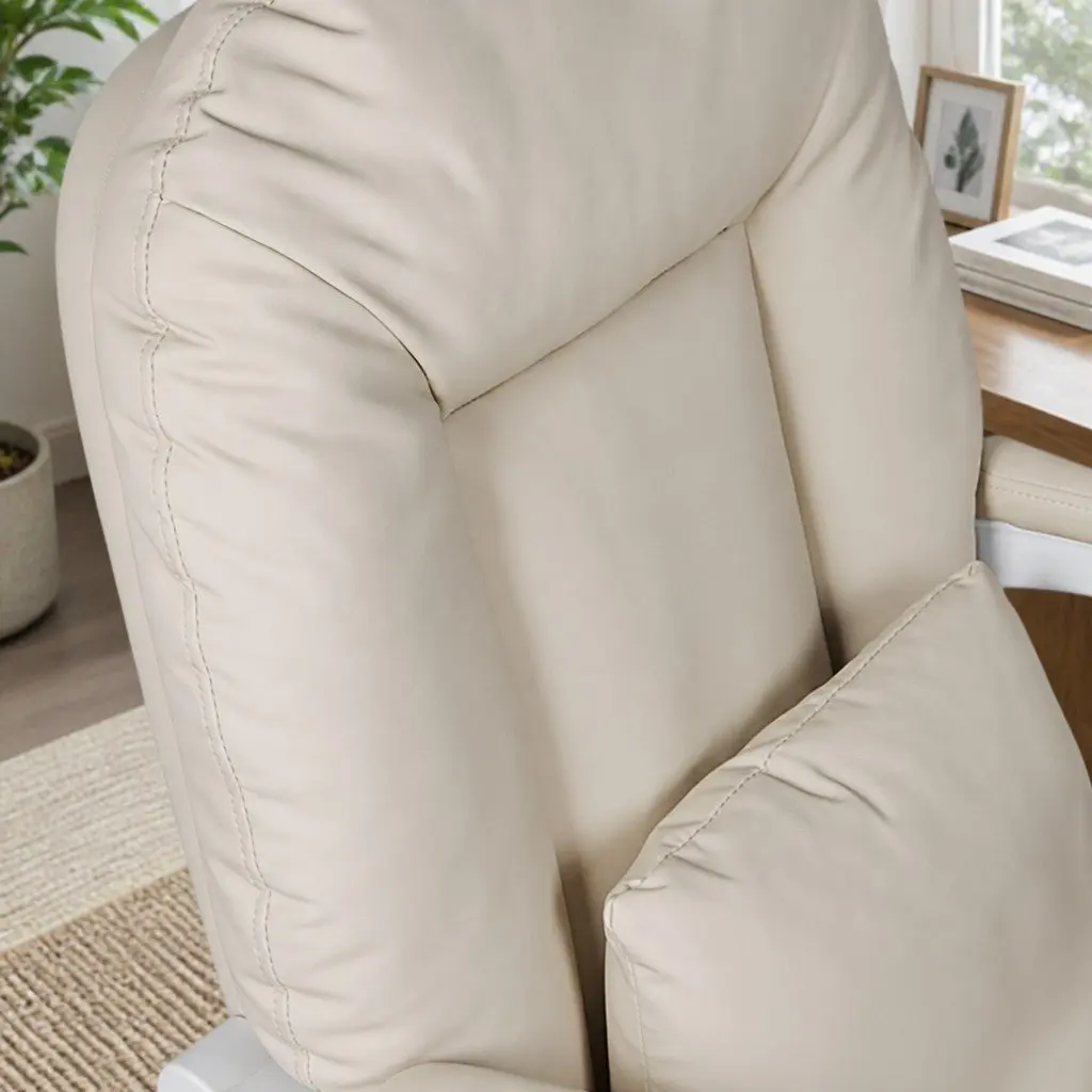 Beige High Back Reclining Office Chair with Footrest
