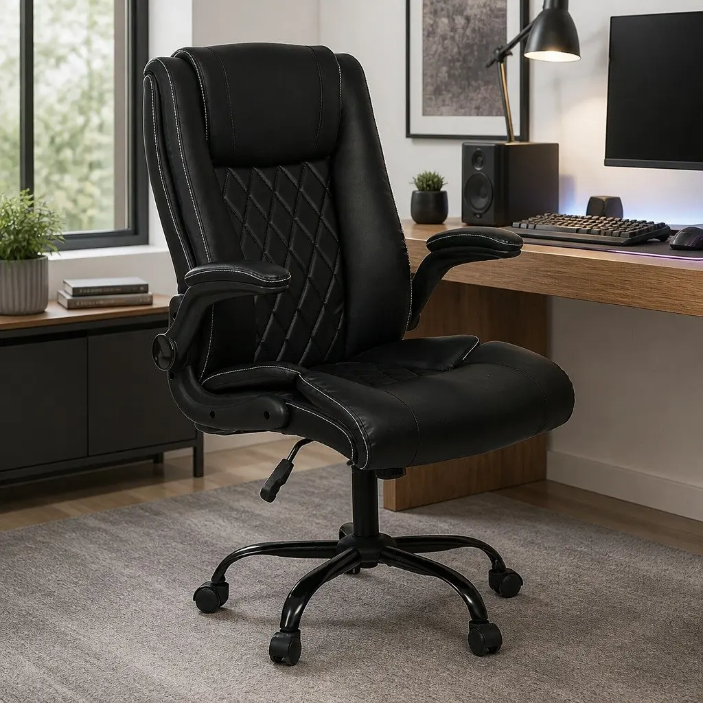Executive Office Chair Reclining High Back Ergonomic Black PU Leather