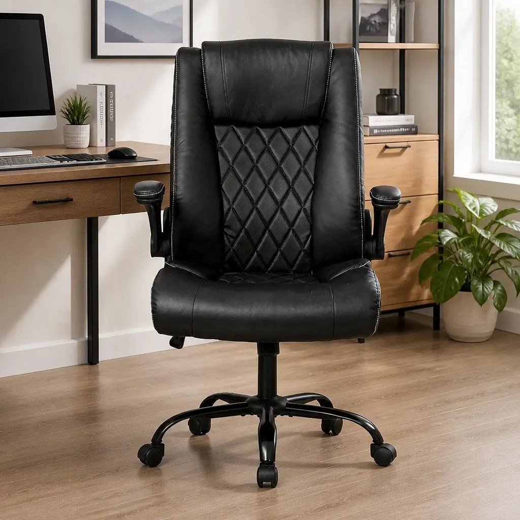 Executive Office Chair Reclining High Back Ergonomic Black PU Leather