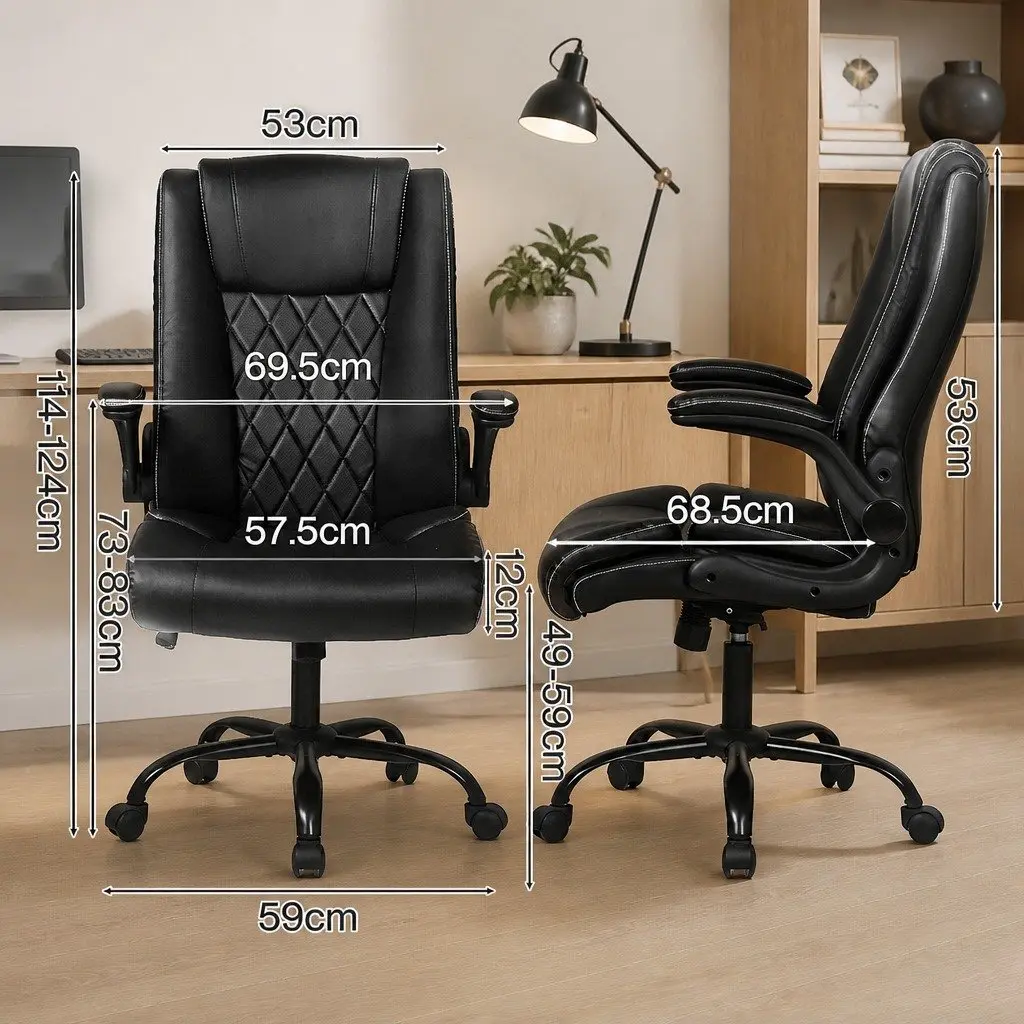 Executive Office Chair Reclining High Back Ergonomic Black PU Leather