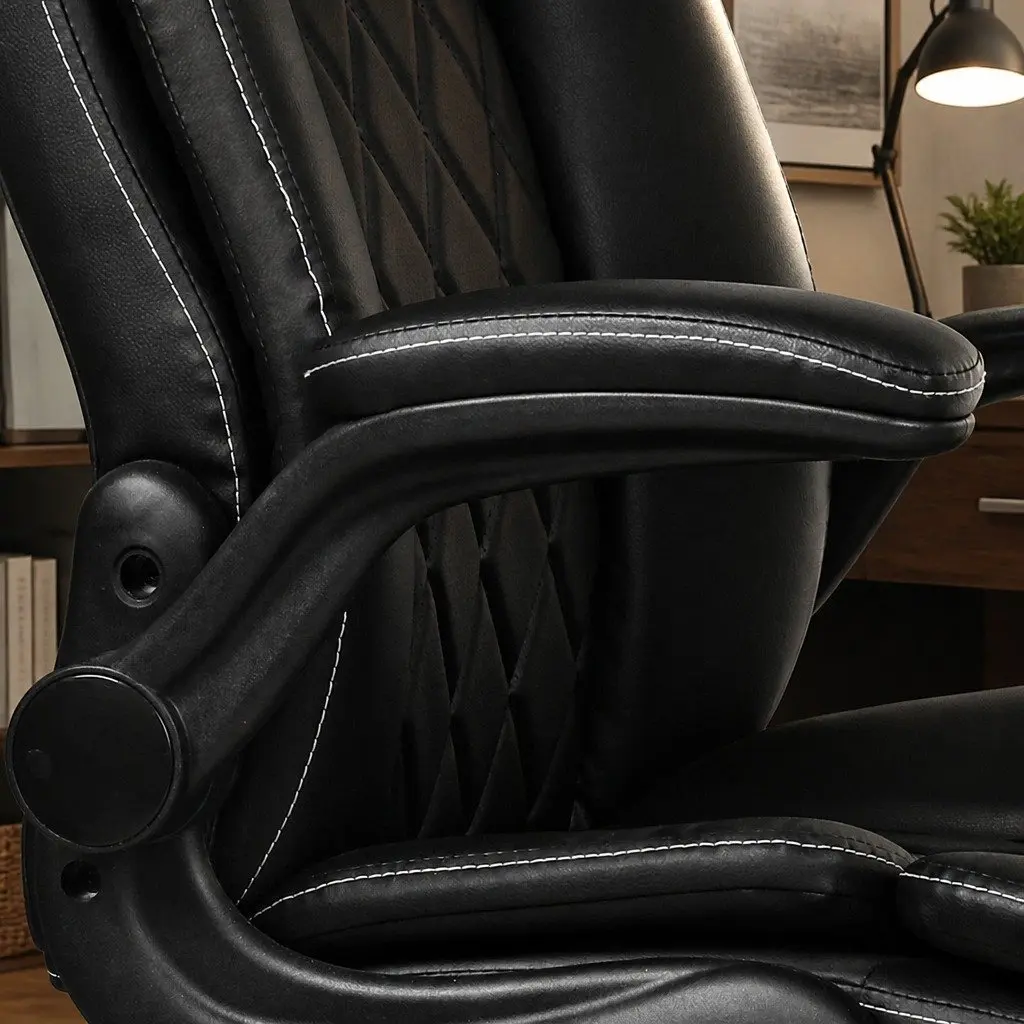 Executive Office Chair Reclining High Back Ergonomic Black PU Leather