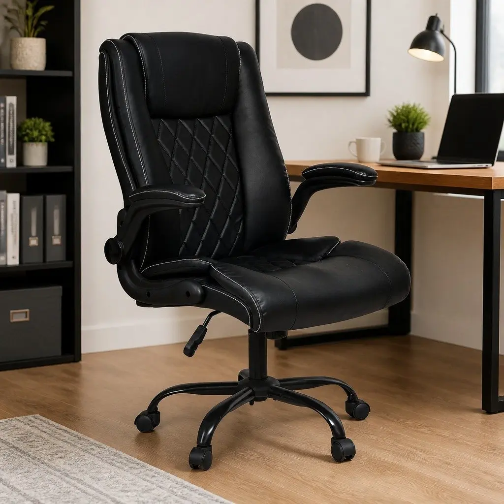 Executive Office Chair Reclining High Back Ergonomic Black PU Leather