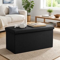 Black Storage Ottoman Bench for Living Space