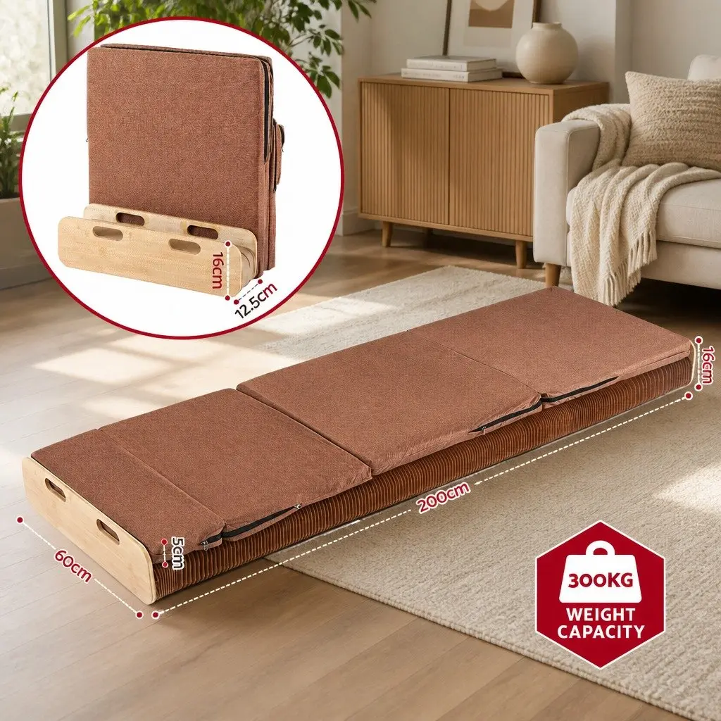 Folding Bed Frame Kraft Paper Single Sofa 200cm x 60cm 300kg Capacity