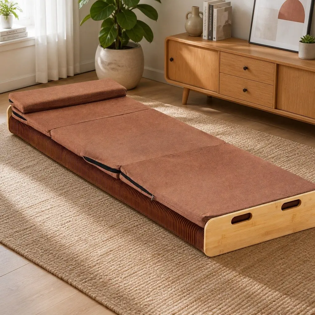 Folding Bed Frame Kraft Paper Single Sofa 200cm x 60cm 300kg Capacity