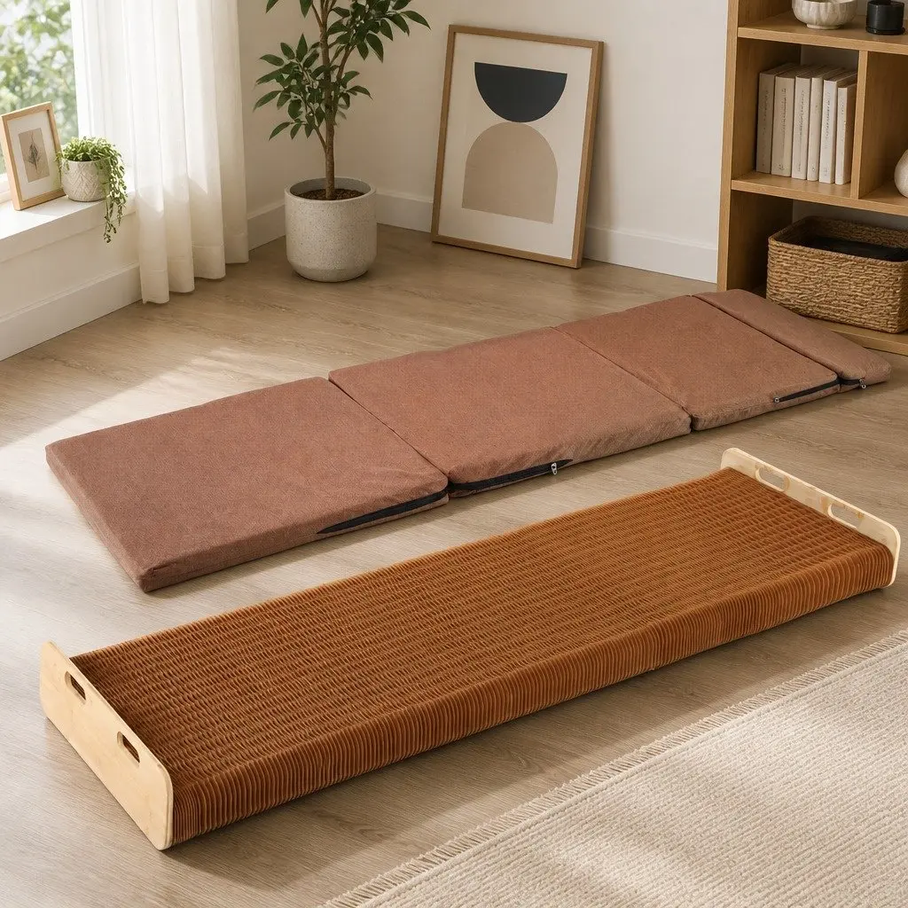 Folding Bed Frame Kraft Paper Single Sofa 200cm x 60cm 300kg Capacity