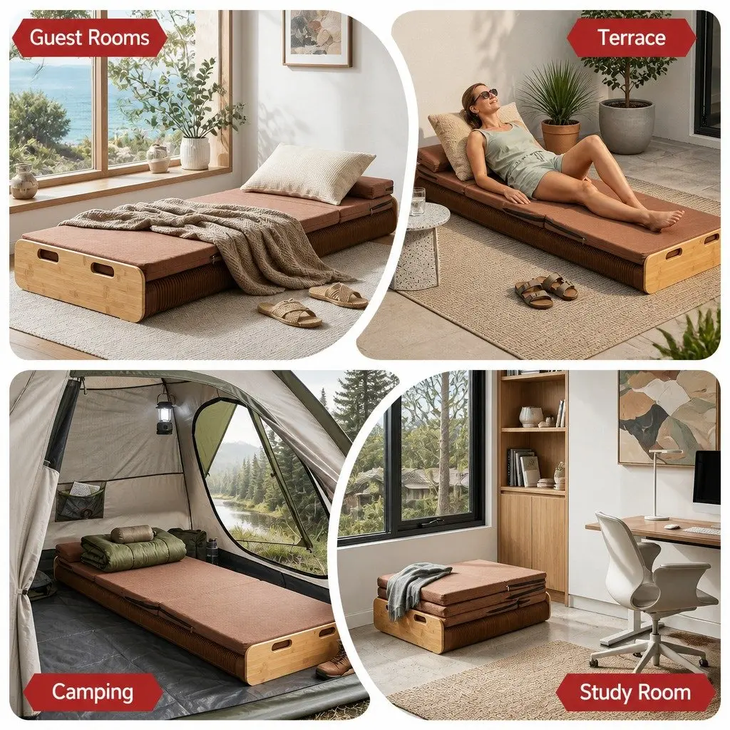 Folding Bed Frame Kraft Paper Single Sofa 200cm x 60cm 300kg Capacity