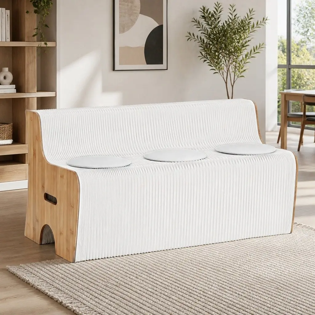 3-Seater Folding Paper Sofa with PU Cushions