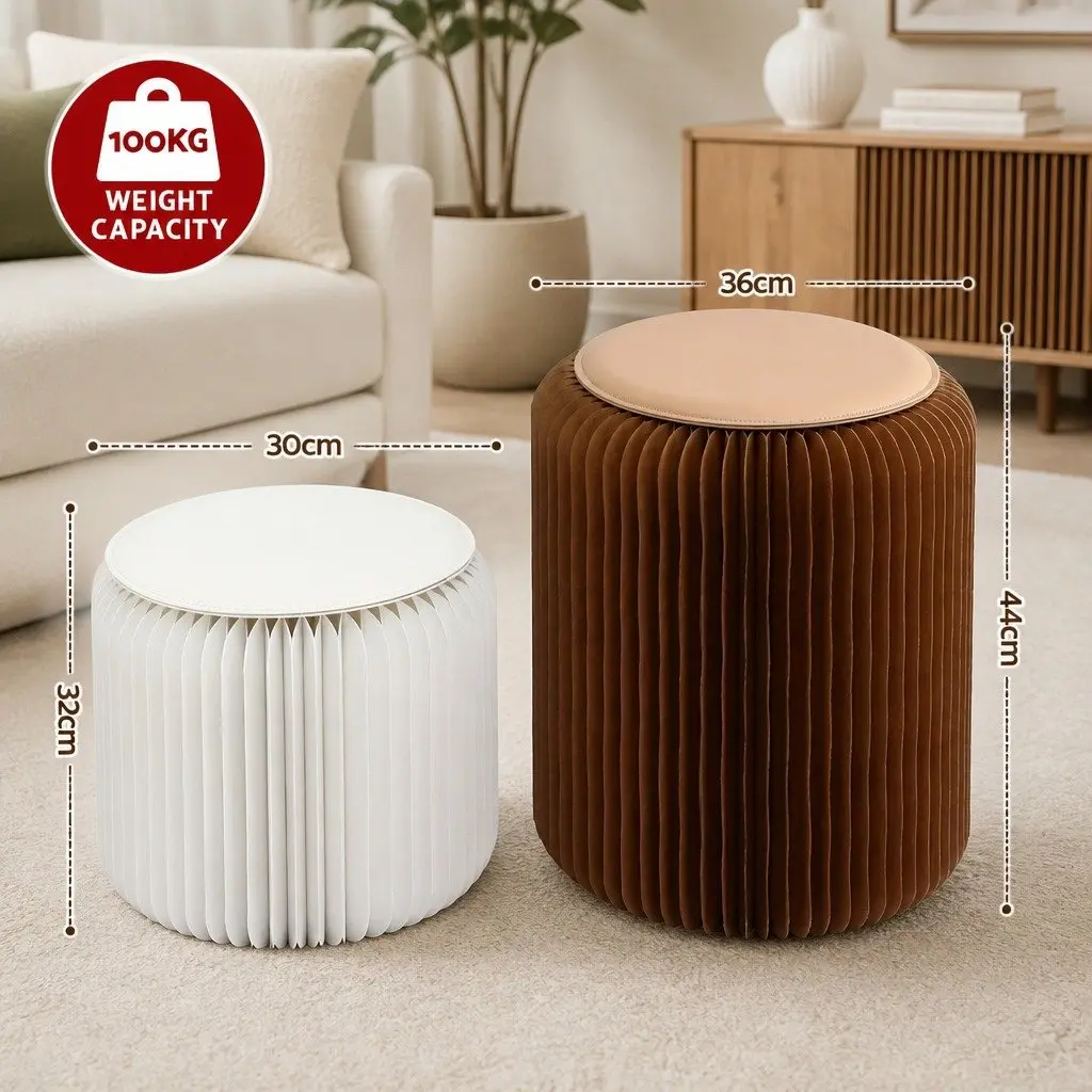 Accordion Folding Stool Set with Cushions for Comfort