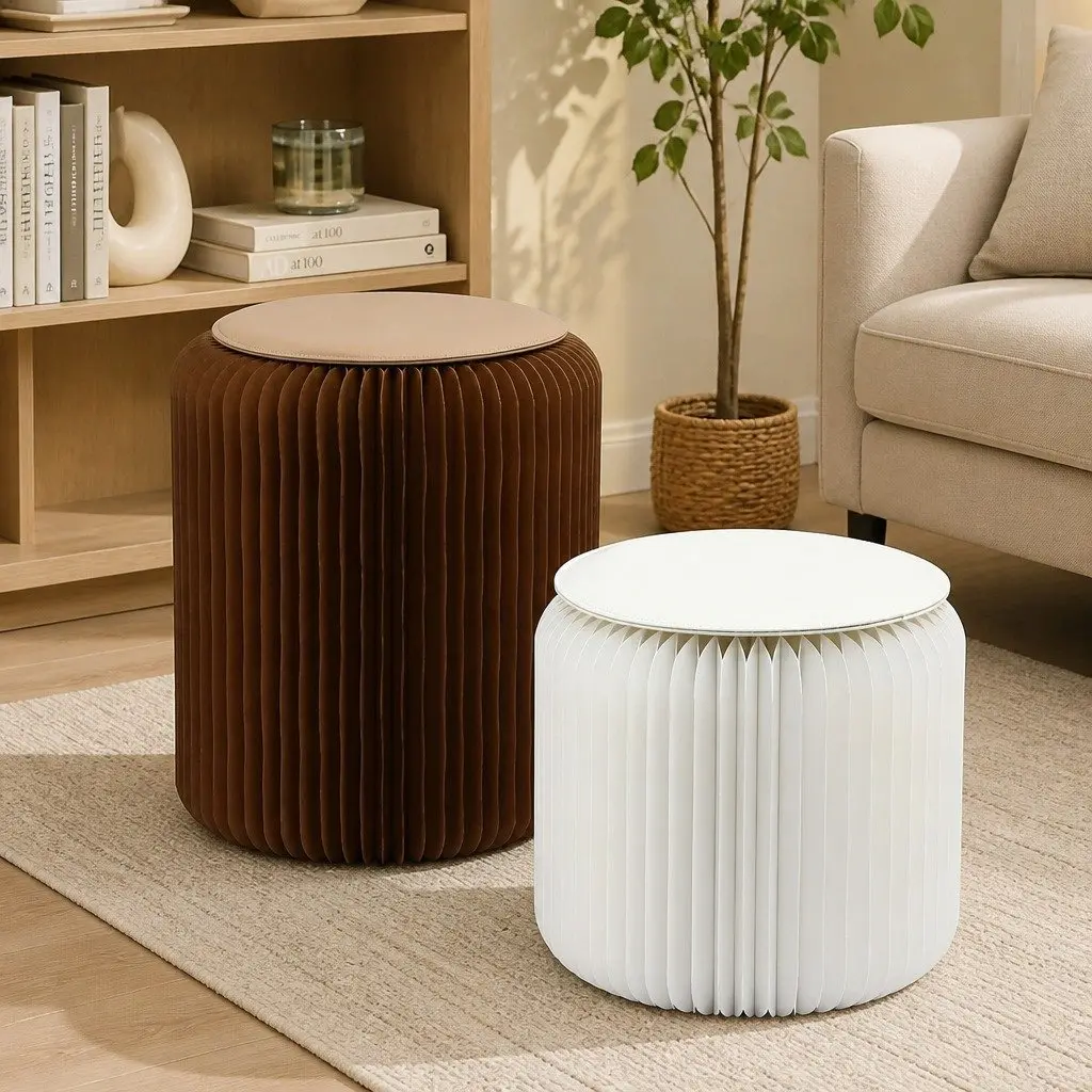 Accordion Folding Stool Set with Cushions for Comfort