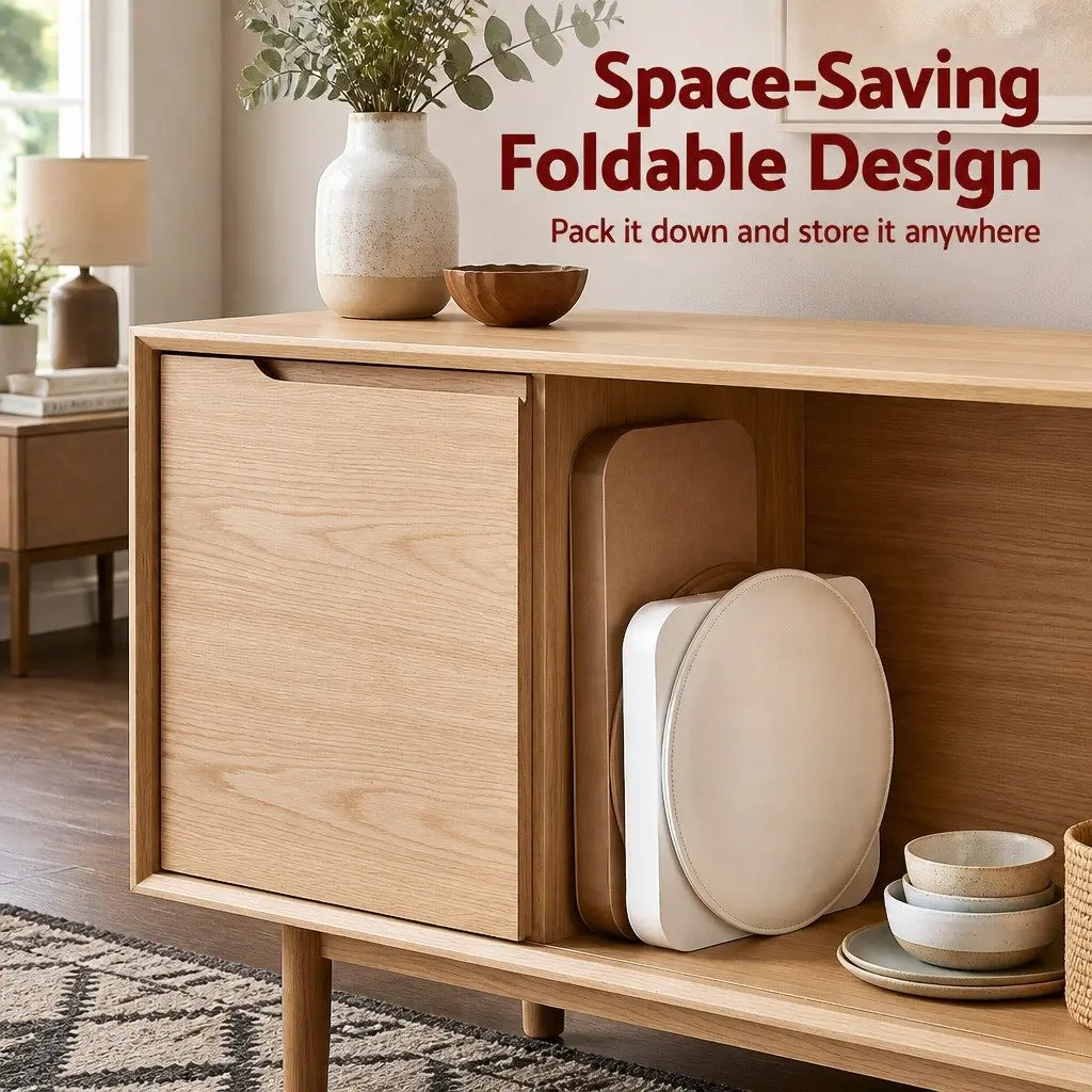 Accordion Folding Stool Set with Cushions for Comfort