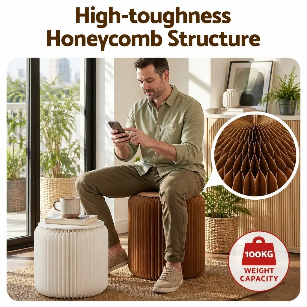 Accordion Folding Stool Set with Cushions for Comfort