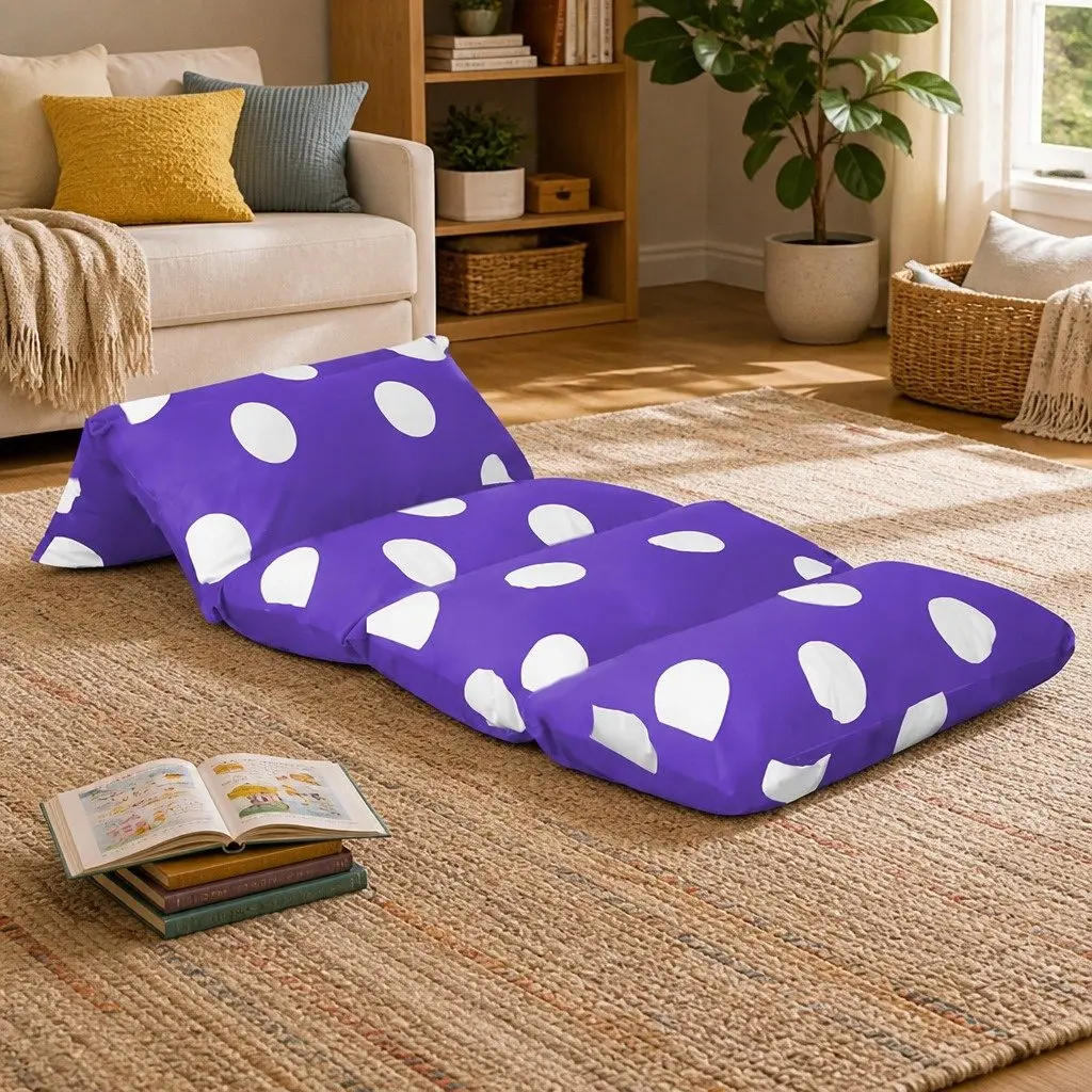 Kids Foldable Floor Lounger Pillow in Purple