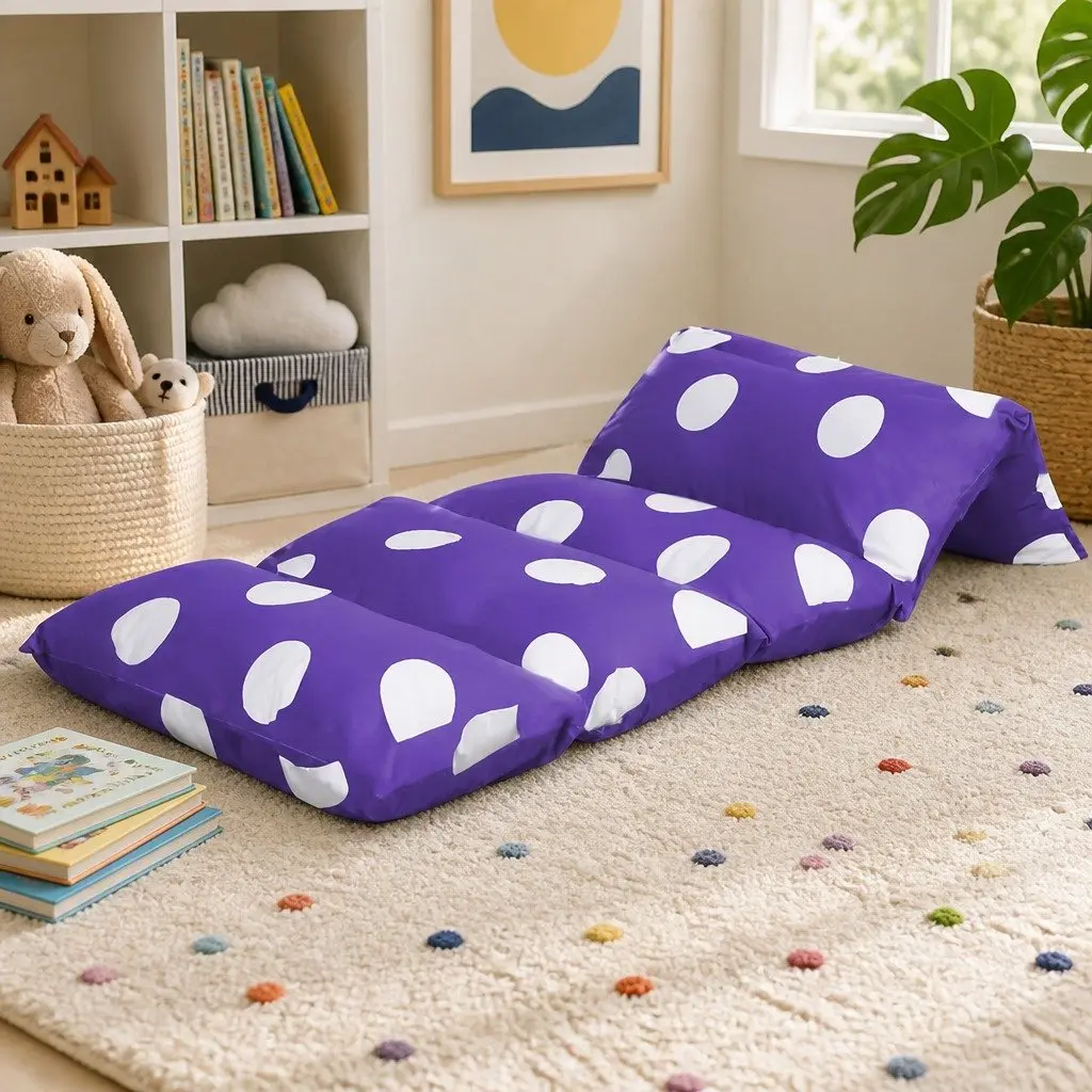 Kids Foldable Floor Lounger Pillow in Purple