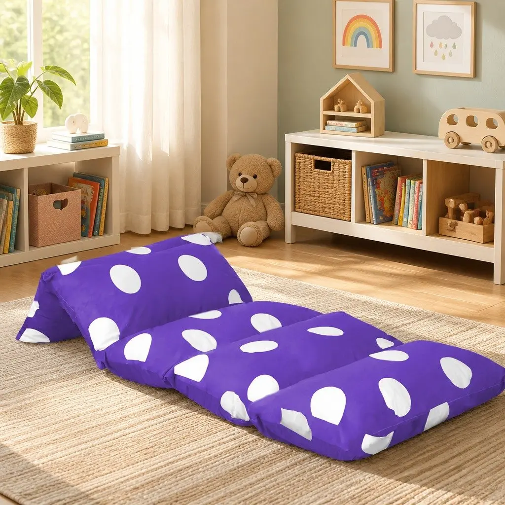 Kids Foldable Floor Lounger Pillow in Purple