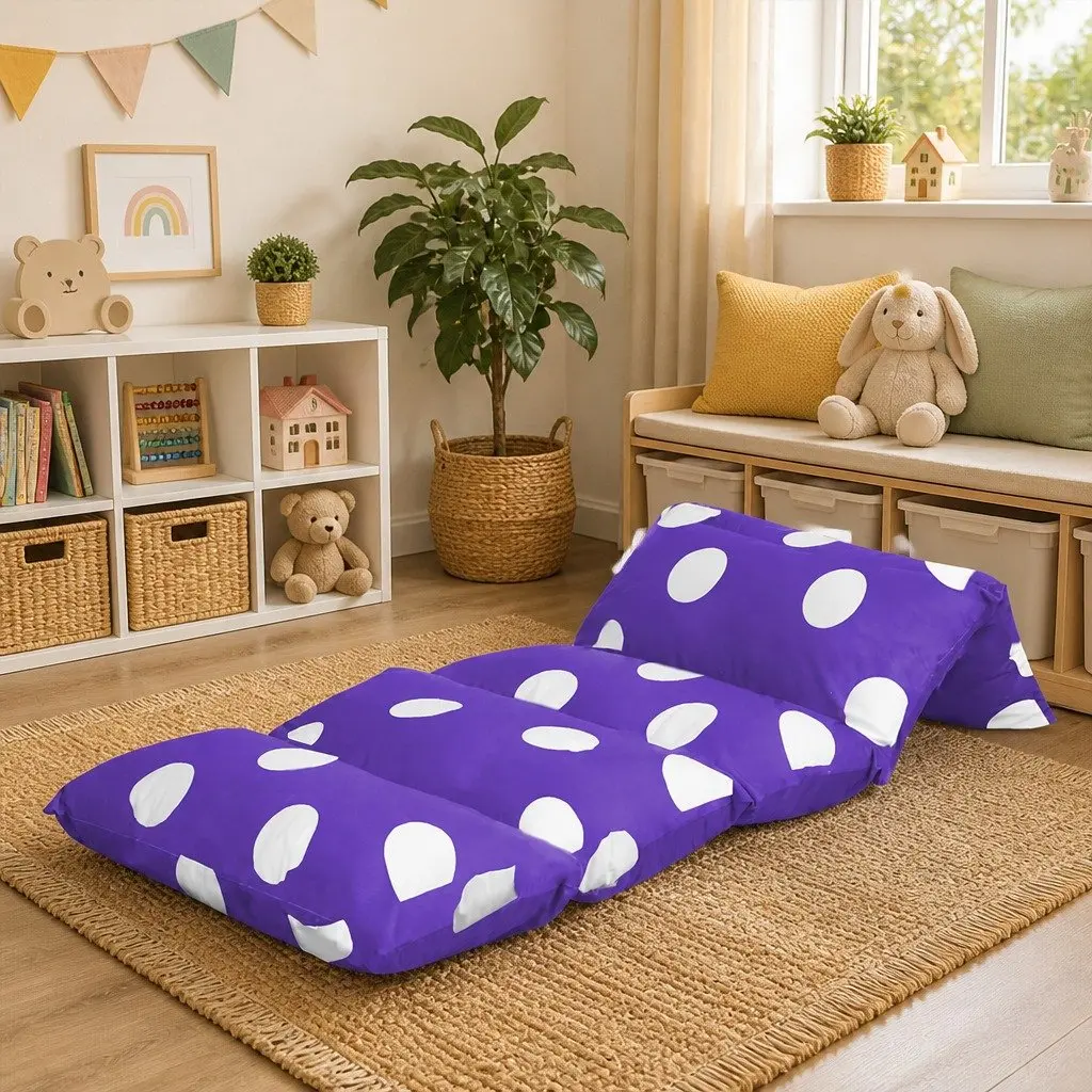 Kids Foldable Floor Lounger Pillow in Purple