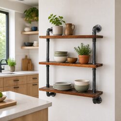 Rustic 3-Tier Industrial Pipe Shelf for Cozy Spaces