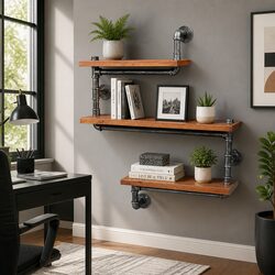3 Tier Rustic Pipe Shelf for Stylish Home Storage