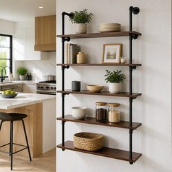 5-Tier Industrial Pipe Shelf for Stylish Storage