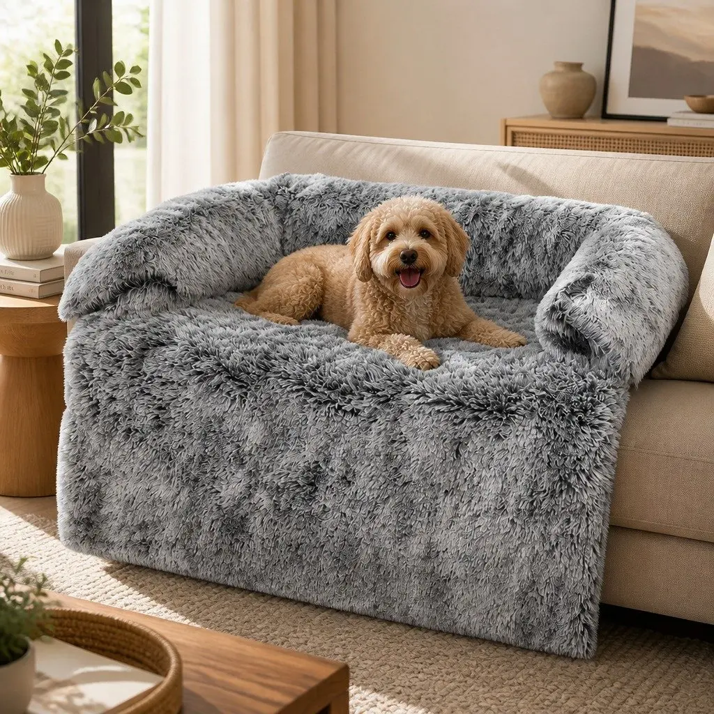 Pet Sofa Cover Large Charcoal Plush Washable Waterproof Anti-slip