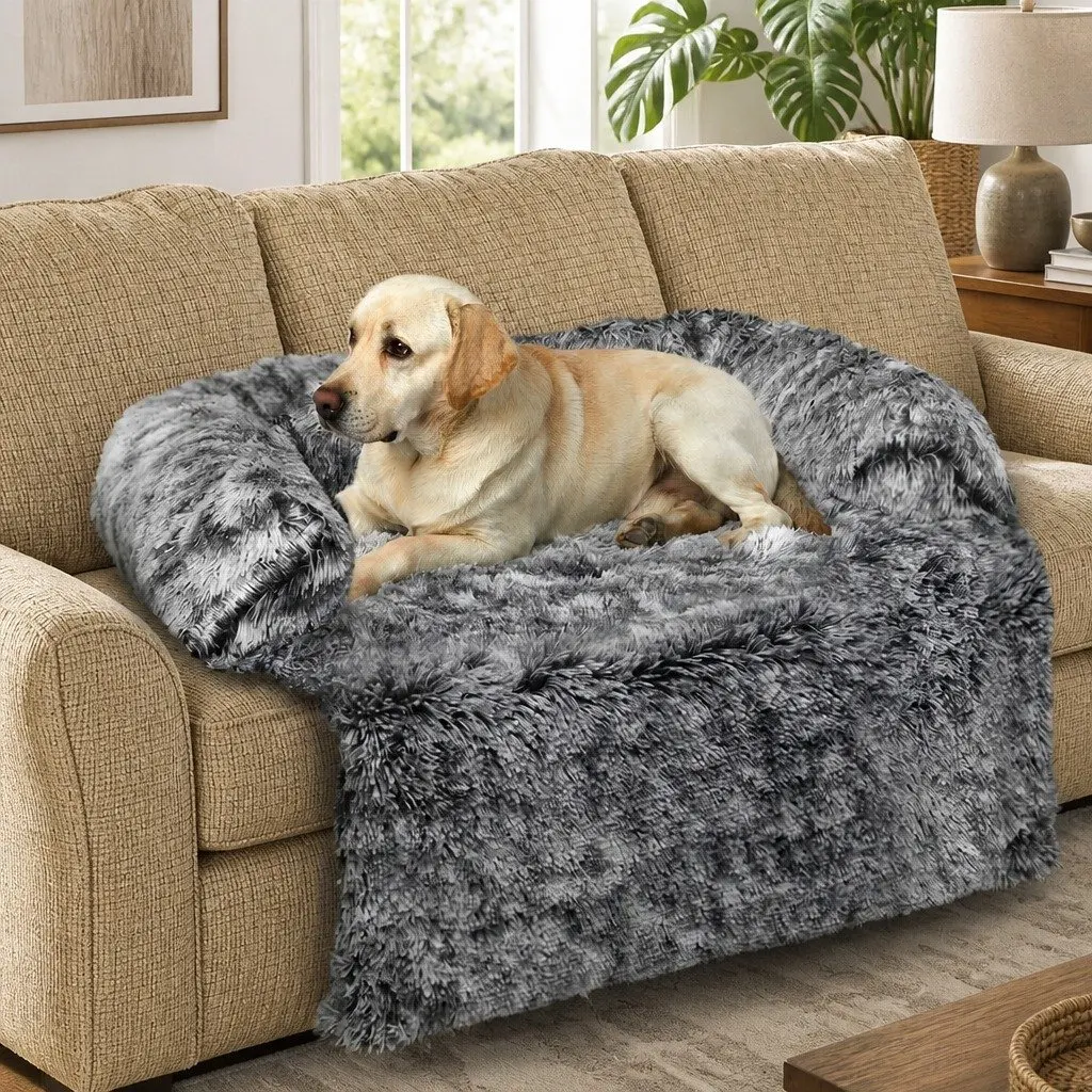 Pet Sofa Cover Large Charcoal Plush Washable Waterproof Anti-slip
