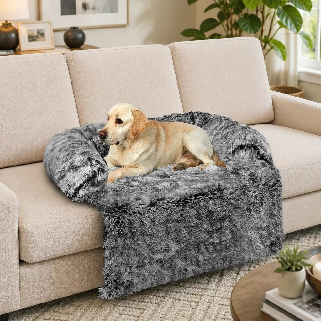 Pet Sofa Cover Large Charcoal Plush Washable Waterproof Anti-slip