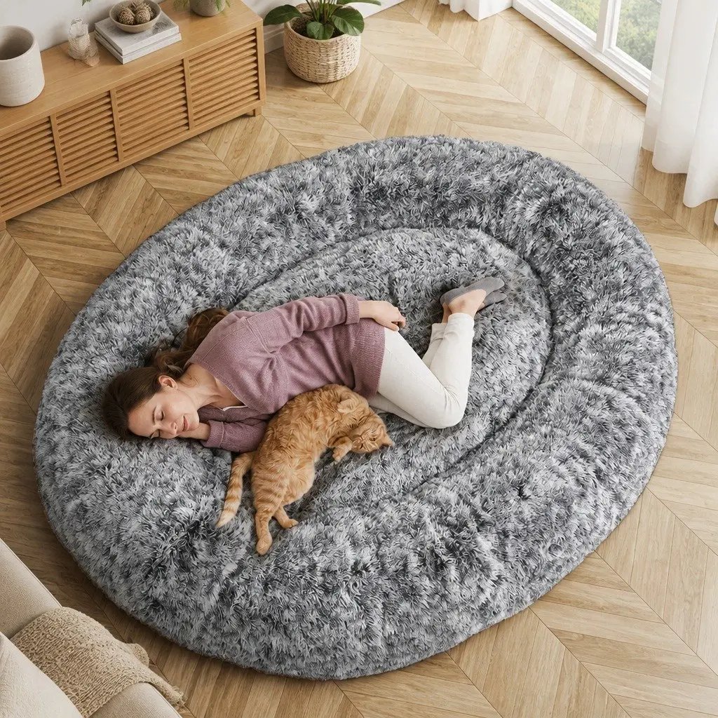 Memory Foam Floor Bed Cushion Charcoal 180cm x 140cm Polyester Removable Cover