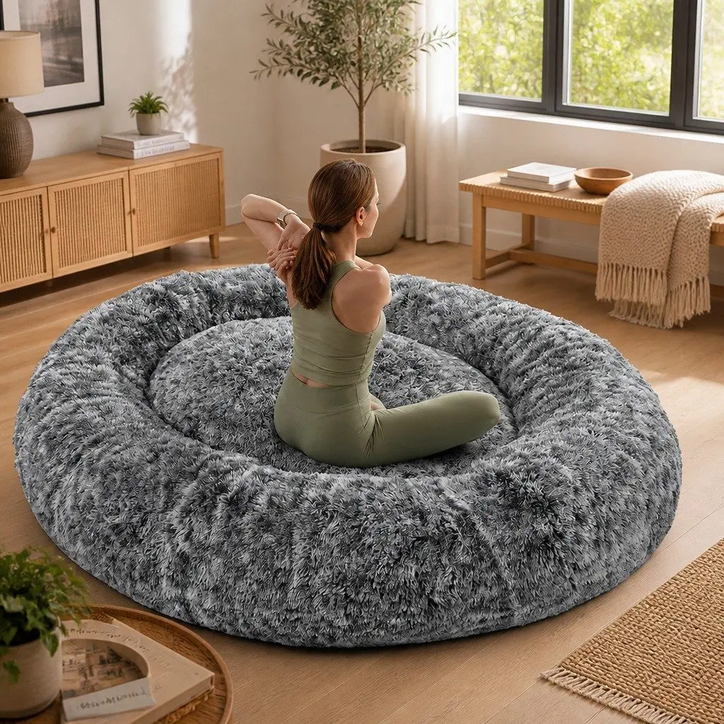 Memory Foam Floor Bed Cushion Charcoal 180cm x 140cm Polyester Removable Cover