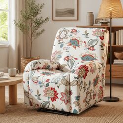 Pink Floral Recliner Chair Slipcover 4-Piece Set