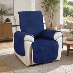 Navy Blue Diamond Quilted Recliner Chair Cover