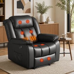 Manual Massage Recliner Chair Living Room Leather Sofa Lounge with USB Ports