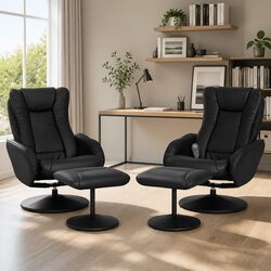 Heated Massage Recliner Chair with Ottoman in Black