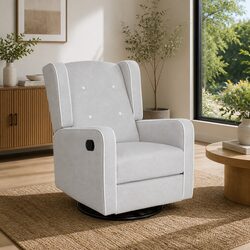 Comfortable Grey Fabric Recliner Armchair with Swivel