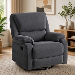 Comforting Grey Swivel Recliner Chair with Massage Feature