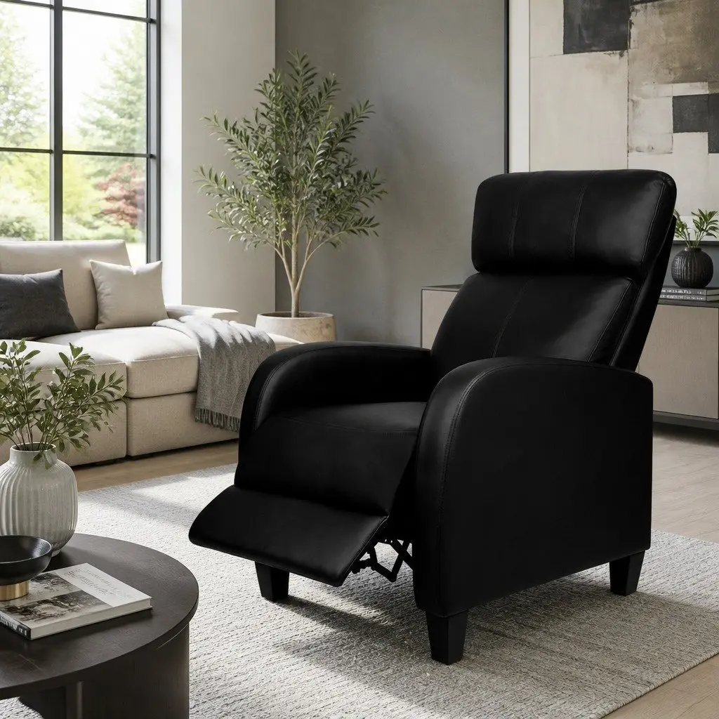 Reclining Armchair with Adjustable Positions Comfortable Lounge Chair Black