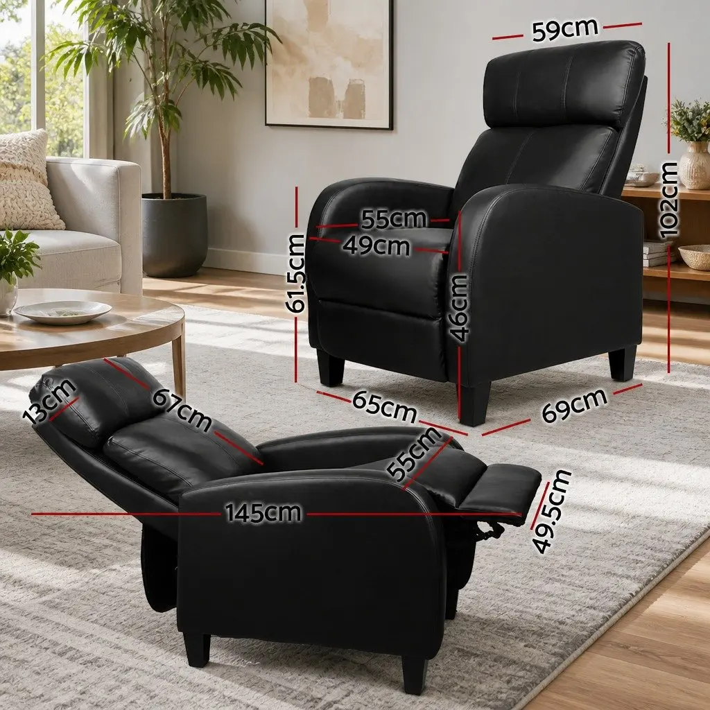 Reclining Armchair with Adjustable Positions Comfortable Lounge Chair Black
