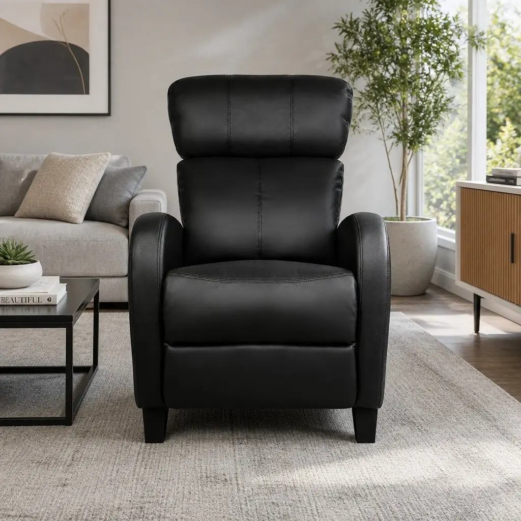 Reclining Armchair with Adjustable Positions Comfortable Lounge Chair Black