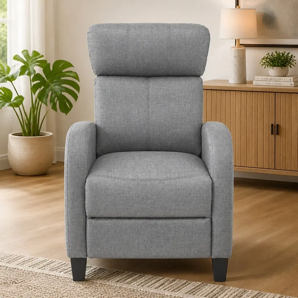 Massage Recliner Chair Grey Fabric Armchair Lounge Sofa Adjustable Recline