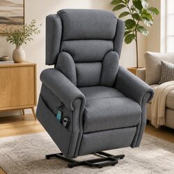 Electric Power Lift Recliner Chair with Massage in Grey