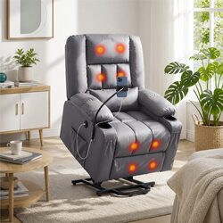 Grey Electric Power Lift Recliner Chair with Massage